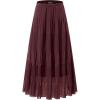 imageNASHALYLY Womens Chiffon Elastic High Waist Pleated ALine Flared Maxi SkirtsWine