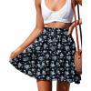 imageNASHALYLY Womens Summer Boho Floral Print Mini Skirt High Waist Drawstring Tiered SkirtsBlack Blue Flower