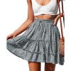 imageNASHALYLY Womens Summer Boho Floral Print Mini Skirt High Waist Drawstring Tiered SkirtsFlower6