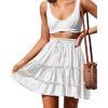 imageNASHALYLY Womens Summer Boho Floral Print Mini Skirt High Waist Drawstring Tiered SkirtsWhite