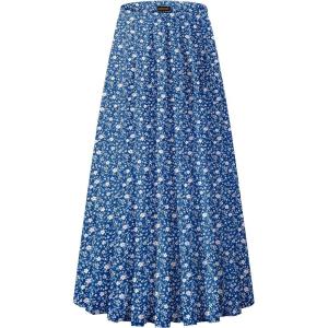imageNASHALYLY Womens Chiffon Elastic High Waist Pleated ALine Flared Maxi SkirtsFlower187