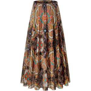 imageNASHALYLY Womens Chiffon Elastic High Waist Pleated ALine Flared Maxi SkirtsFlower205