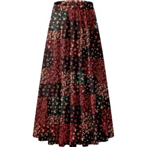 imageNASHALYLY Womens Chiffon Elastic High Waist Pleated ALine Flared Maxi SkirtsFlower215
