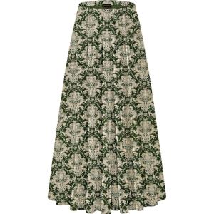 imageNASHALYLY Womens Chiffon Elastic High Waist Pleated ALine Flared Maxi SkirtsGreen White