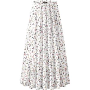 imageNASHALYLY Womens Chiffon Elastic High Waist Pleated ALine Flared Maxi SkirtsShiny Floral