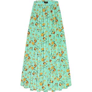 imageNASHALYLY Womens Chiffon Elastic High Waist Pleated ALine Flared Maxi SkirtsYellow Flower