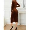 imageNASHALYLY Elegant Velvet Dress for Women Wrap V Neck Long Sleeve Split Bodycon Ruched Cocktail Party Maxi Dress