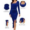 imageNASHALYLY Elegant Velvet Dress for WomenSexy Long Sleeve Bodycon Mermaid Dress Ruched Cocktail Party Wedding Square NeckRoyal Blue