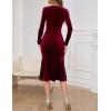 imageNASHALYLY Velvet Dress for Women Long Sleeve Bodycon Square Neck Cocktail Party Evening Midi Dresses