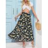 imageNASHALYLY Womens High Waisted Maxi SkirtElastic Chiffon Boho Long Skirt with PocketsBlack Yellow Flower
