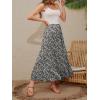imageNASHALYLY Womens High Waisted Maxi SkirtElastic Chiffon Boho Long Skirt with PocketsBlcak White Floral