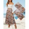imageNASHALYLY Womens High Waisted Maxi SkirtElastic Chiffon Boho Long Skirt with PocketsCoffee Floral P