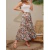 imageNASHALYLY Womens High Waisted Maxi SkirtElastic Chiffon Boho Long Skirt with PocketsCoffee Floral P