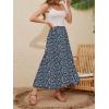 imageNASHALYLY Womens High Waisted Maxi SkirtElastic Chiffon Boho Long Skirt with PocketsDeep Blue White Print