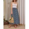imageNASHALYLY Womens High Waisted Maxi SkirtElastic Chiffon Boho Long Skirt with PocketsDeep Blue White Print