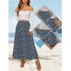 imageNASHALYLY Womens High Waisted Maxi SkirtElastic Chiffon Boho Long Skirt with PocketsDeep Blue White Print