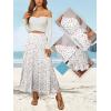 imageNASHALYLY Womens High Waisted Maxi SkirtElastic Chiffon Boho Long Skirt with PocketsWhite Shiny Floral