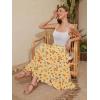 imageNASHALYLY Womens High Waisted Maxi SkirtElastic Chiffon Boho Long Skirt with PocketsYellow Blossom