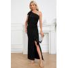 imageNASHALYLY Womens One Shoulder Formal Dresses Elegant Ruched Bodycon Slit Cocktail Mermaid Evening Long Dress