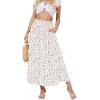 imageNASHALYLY Womens High Waisted Maxi SkirtElastic Chiffon Boho Long Skirt with PocketsWhite Shiny Floral