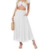 imageNASHALYLY Womens High Waisted Maxi SkirtElastic Chiffon Boho Long Skirt with PocketsWhite1