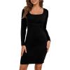 imageNASHALYLY Womens Long Sleeve Bodycon Mini Dress High Waist Fitted Party Club Knit Dress 2024
