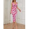 imageNASHALYLY Summer Floral Dress Wrap VNeck Sundresses for Women 2024 Party Beach Boho Maxi DressWhite Pink Floral