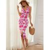 imageNASHALYLY Summer Floral Dress Wrap VNeck Sundresses for Women 2024 Party Beach Boho Maxi DressWhite Pink Floral