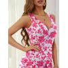 imageNASHALYLY Summer Floral Dress Wrap VNeck Sundresses for Women 2024 Party Beach Boho Maxi DressWhite Pink Floral