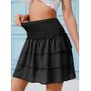 imageNASHALYLY Womens High Waist Ruffle Mini Skirt Cute Elastic Casual Boho Floral Short SkirtBlack
