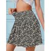 imageNASHALYLY Womens High Waist Ruffle Mini Skirt Cute Elastic Casual Boho Floral Short SkirtBlack White Flower
