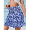 imageNASHALYLY Womens High Waist Ruffle Mini Skirt Cute Elastic Casual Boho Floral Short SkirtBlue White Floral