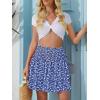 imageNASHALYLY Womens High Waist Ruffle Mini Skirt Cute Elastic Casual Boho Floral Short SkirtBlue White Floral
