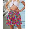imageNASHALYLY Womens High Waist Ruffle Mini Skirt Cute Elastic Casual Boho Floral Short SkirtFlower2