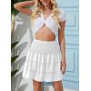 imageNASHALYLY Womens High Waist Ruffle Mini Skirt Cute Elastic Casual Boho Floral Short SkirtWhite