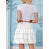 imageNASHALYLY Womens High Waist Ruffle Mini Skirt Cute Elastic Casual Boho Floral Short SkirtWhite