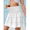 imageNASHALYLY Womens High Waist Ruffle Mini Skirt Cute Elastic Casual Boho Floral Short SkirtWhite