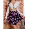 imageNASHALYLY Womens Mini Skirt Ruffle High Waist Elastic Boho Flowy Chiffon Tiered Skirt with ShortsBlack Floral