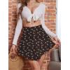 imageNASHALYLY Womens Mini Skirt Ruffle High Waist Elastic Boho Flowy Chiffon Tiered Skirt with ShortsDark Coffee Floral