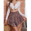 imageNASHALYLY Womens Mini Skirt Ruffle High Waist Elastic Boho Flowy Chiffon Tiered Skirt with ShortsDusty Pink Floral