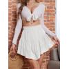 imageNASHALYLY Womens Mini Skirt Ruffle High Waist Elastic Boho Flowy Chiffon Tiered Skirt with ShortsWhite