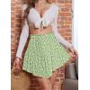 imageNASHALYLY Womens Mini Skirt Ruffle High Waist Elastic Boho Flowy Chiffon Tiered Skirt with ShortsYellow Green Floral