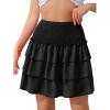 imageNASHALYLY Womens High Waist Ruffle Mini Skirt Cute Elastic Casual Boho Floral Short SkirtBlack