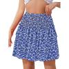 imageNASHALYLY Womens High Waist Ruffle Mini Skirt Cute Elastic Casual Boho Floral Short SkirtBlue White Floral