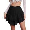 imageNASHALYLY Womens Mini Skirt Ruffle High Waist Elastic Boho Flowy Chiffon Tiered Skirt with ShortsBlack