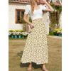 imageNASHALYLY Skirts for Women Boho Elastic Waisted Drawstring Swing Ruched 3 Tiered Maxi Skirt with PocketsApricot Flower