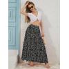 imageNASHALYLY Skirts for Women Boho Elastic Waisted Drawstring Swing Ruched 3 Tiered Maxi Skirt with PocketsBlack White Floral5