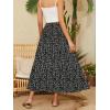 imageNASHALYLY Skirts for Women Boho Elastic Waisted Drawstring Swing Ruched 3 Tiered Maxi Skirt with PocketsBlack White Floral5