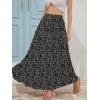 imageNASHALYLY Skirts for Women Boho Elastic Waisted Drawstring Swing Ruched 3 Tiered Maxi Skirt with PocketsBlack White Floral5