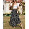 imageNASHALYLY Skirts for Women Boho Elastic Waisted Drawstring Swing Ruched 3 Tiered Maxi Skirt with PocketsBlack White Floral5